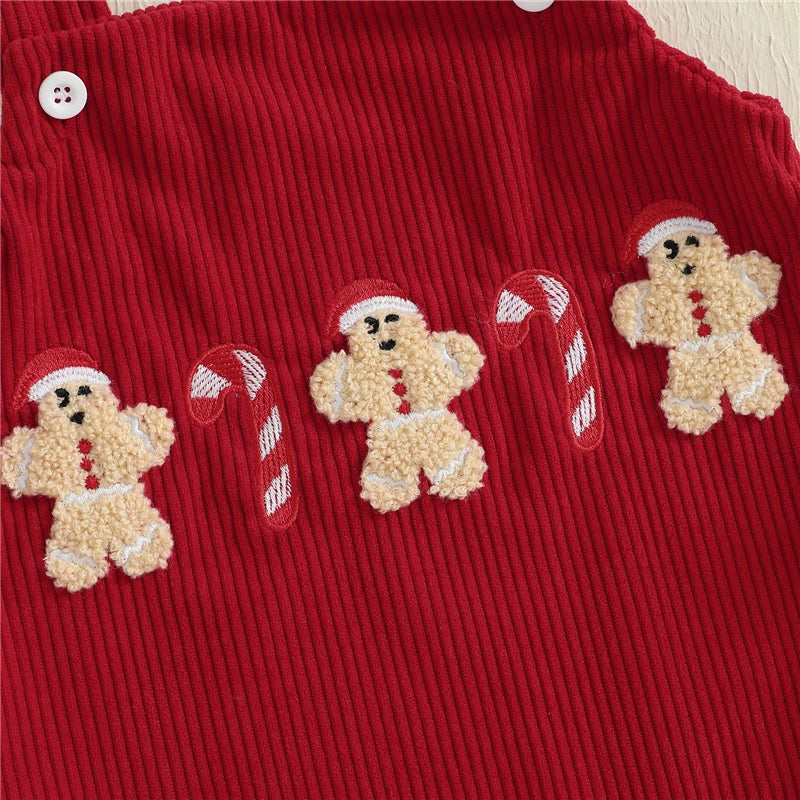 - Gingerbread & Candy Cane Christmas Romper Baby Stork