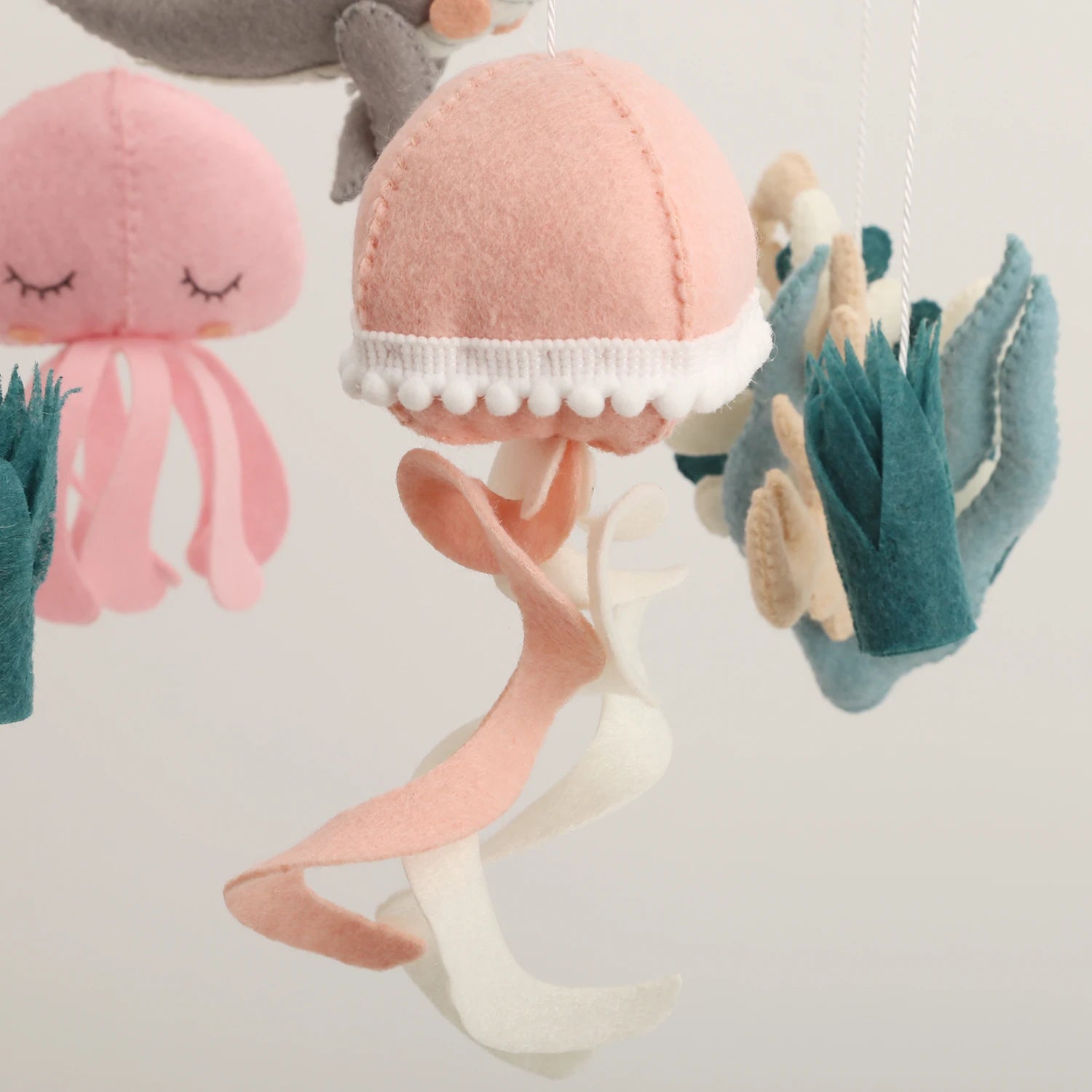 - Rainbow Ocean Baby Mobile – Handmade Felt Cot Mobile with Whale, Jellyfish & Starfish Baby Stork