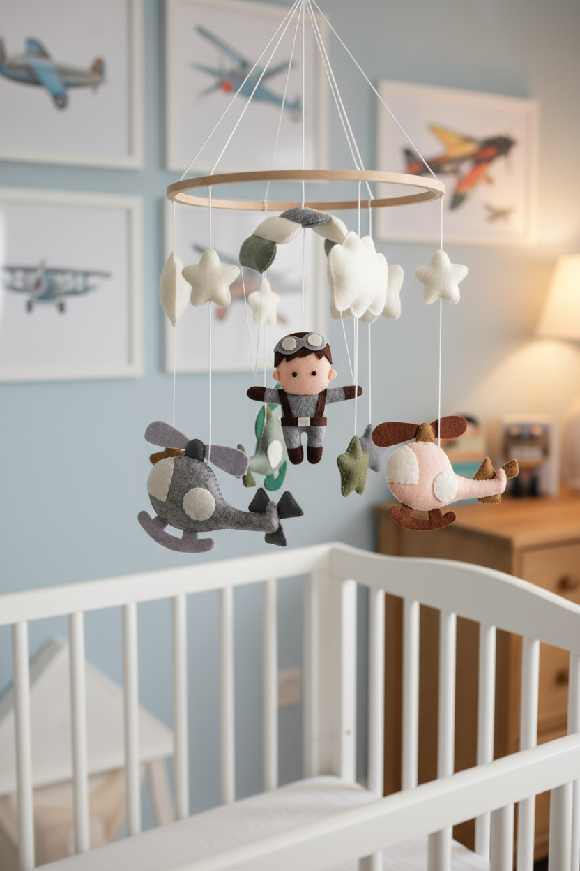 Aviator Baby Mobile | Pilot, Airplane &amp; Helicopter Nursery Mobile