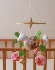- Floral Deer Baby Mobile – Handmade Felt Cot Mobile with Flowers & Stars Baby Stork
