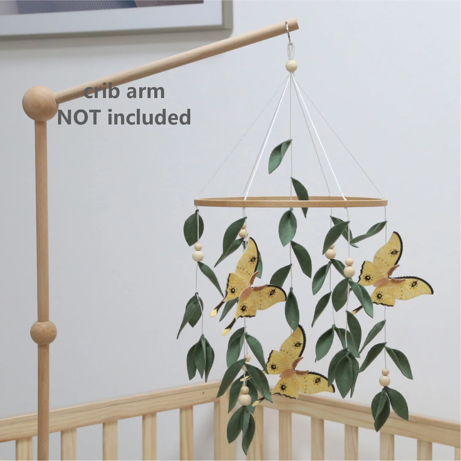 Butterfly Baby Mobile with Green Leaves | Nature Nursery Decor