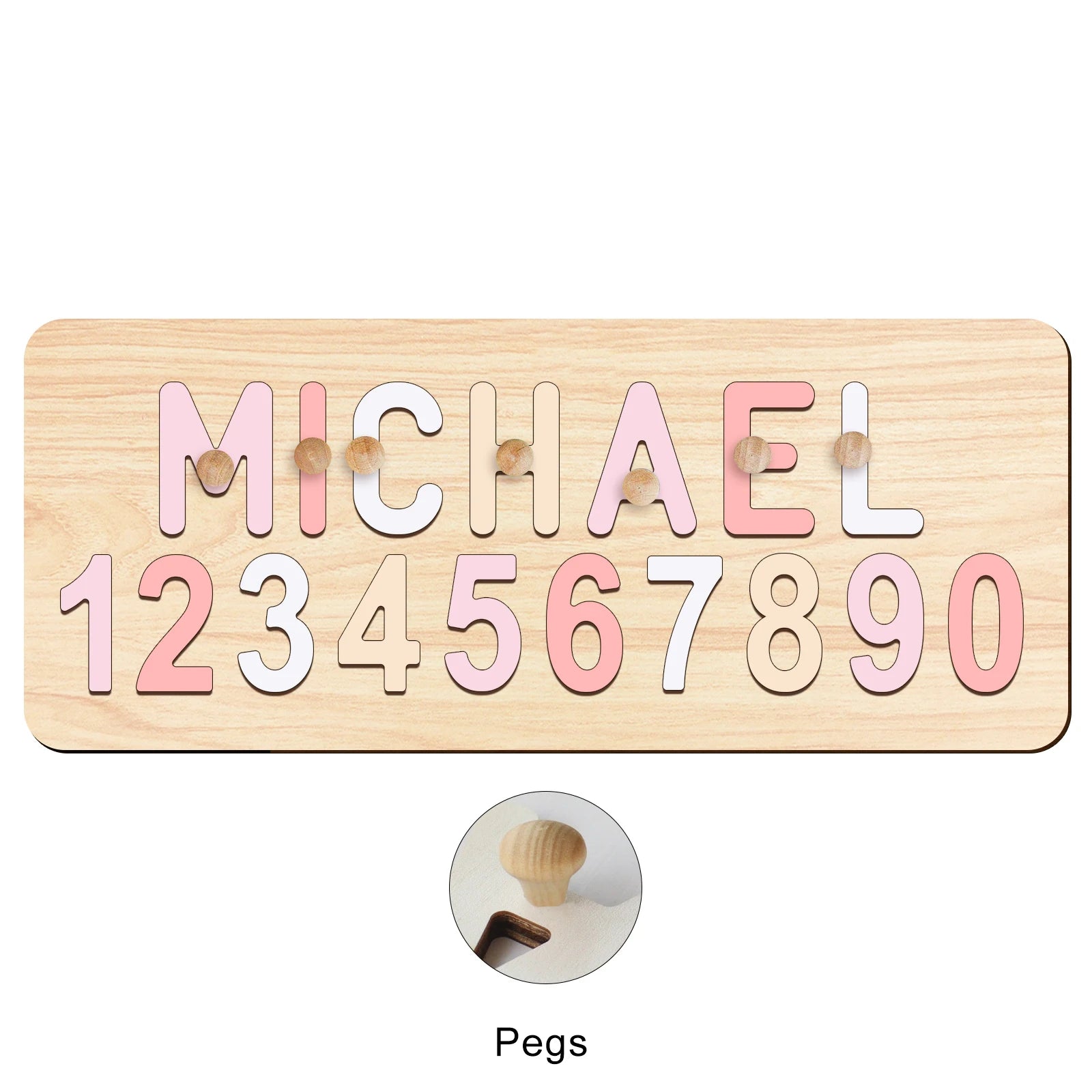 - Custom Wooden Name &amp; Number Puzzle – Personalised Educational Toy Baby Stork