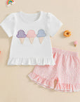 - Ice Cream Appliqué Shorts Set Baby Stork