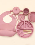 Silicone Feeding Set with Bib, Plate, Bowl & Snack Cup