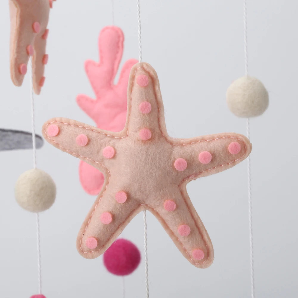 - Pink Under the Sea Baby Mobile – Ocean Theme Felt Cot Mobile Baby Stork