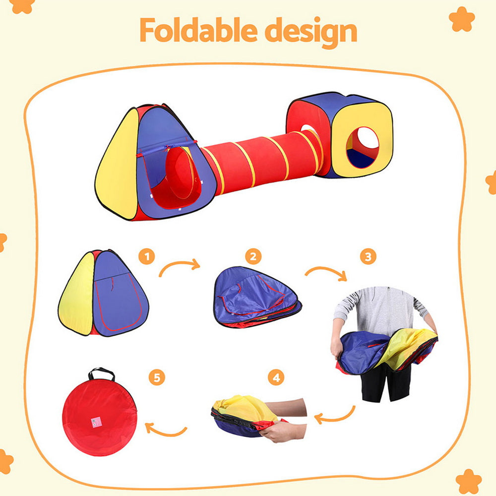 - 3-in-1 Play Tent with Tunnel & Cube | Multi-Colour Playhouse Pop Up Teepee Castle Baby Stork Baby & Kids > Baby & Kid's Toys > Pretend Play