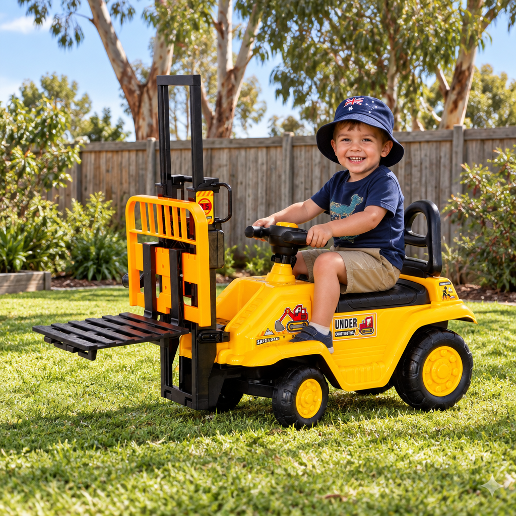 Lenoxx Kids Ride-On Forklift with Mast Lift &amp; Pallet - Yellow