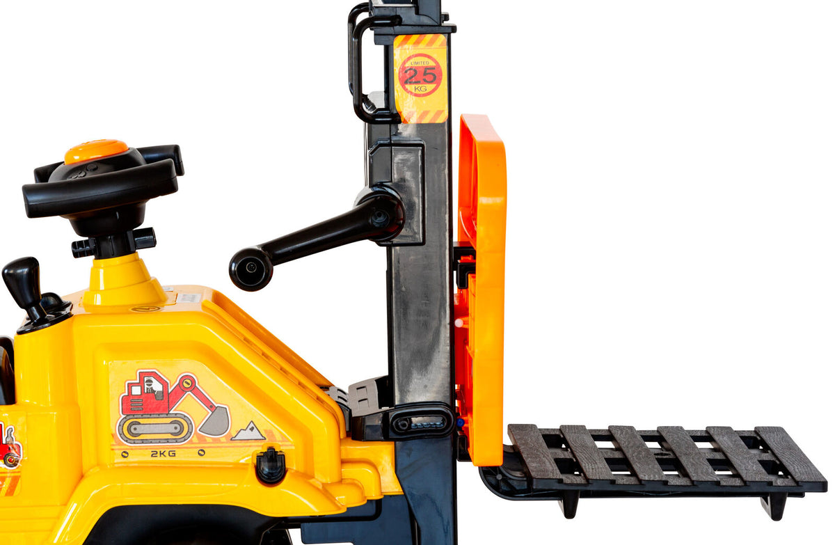 - Kids Manual Forklift Ride-On with Working Mast Lift and Pallet Baby Stork Baby &amp; Kids > Ride On Cars, Go-karts &amp; Bikes > Ride On Cars