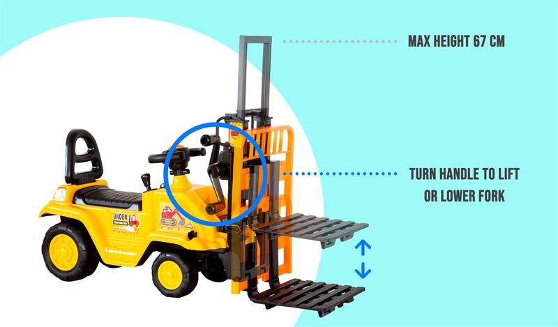 - Kids Manual Forklift Ride-On with Working Mast Lift and Pallet Baby Stork Baby &amp; Kids > Ride On Cars, Go-karts &amp; Bikes > Ride On Cars