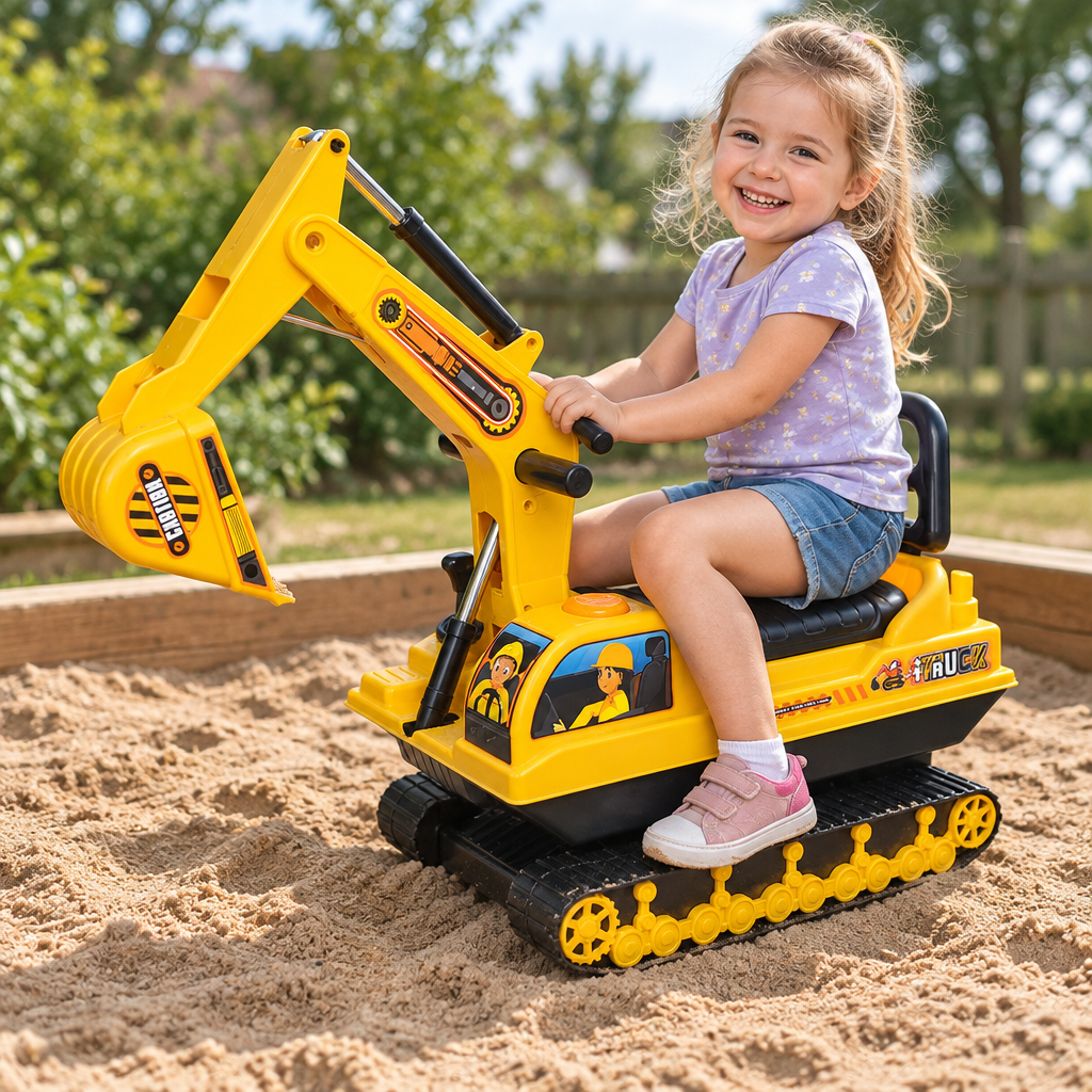 Lenoxx Kids Ride-On Excavator with Dual Levers - Yellow