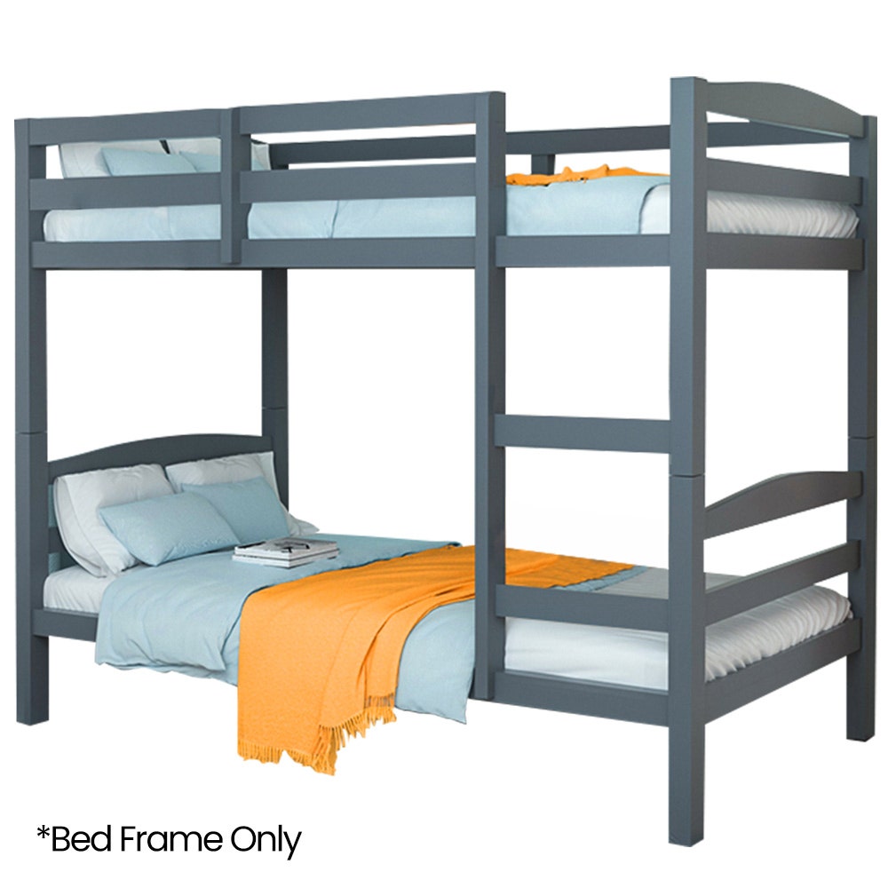 - 2-in-1 Single Bunk Bed Frame - Grey KINGSTON Furniture > Bedroom > Beds &amp; Bed Frames