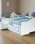- Wooden Single Sofa Bed Frame with Storage Drawers – White Baby Stork Furniture > Bedroom > Beds & Bed Frames