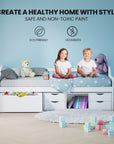 - Wooden Single Sofa Bed Frame with Storage Drawers – White Baby Stork Furniture > Bedroom > Beds & Bed Frames