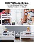 - Slumber White Wooden Single Bunk Bed Frame – 2-in-1 Convertible, Solid Pine, Detachable into 2 Single Beds Baby Stork Furniture > Bedroom > Beds & Bed Frames