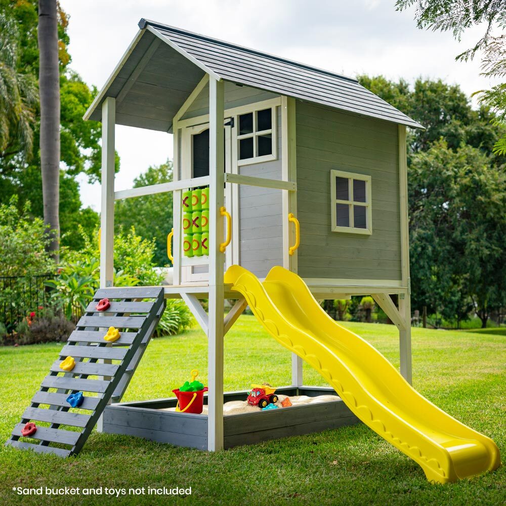 - Ultimate Wooden Tower Cubby House with Slide & Sandpit – Grey Rovo Baby & Kids > Baby & Kid's Toys > Outdoor Play Equipment
