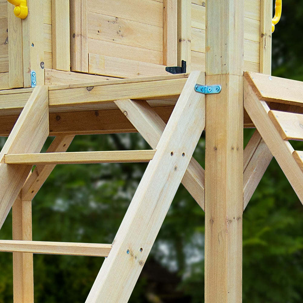 - Kids Ultimate Wooden Tower Cubby House with Slide & Climbing Wall Rovo Baby & Kids > Baby & Kid's Toys > Outdoor Play Equipment