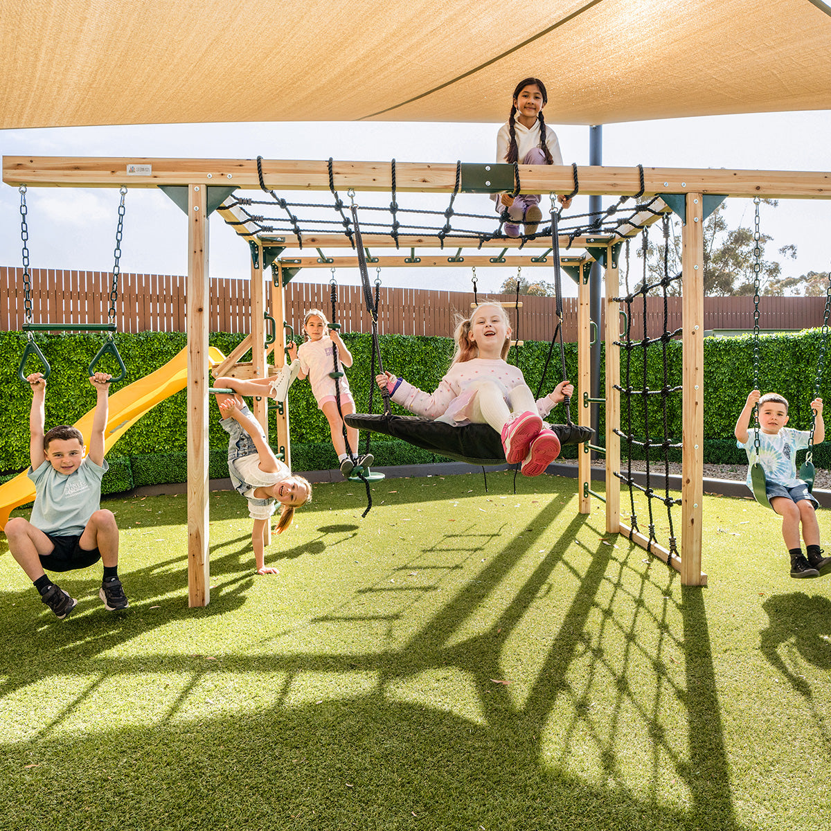 - Ultimate Wooden Playground Set with Swings, Climbing & 2.2m Slide Lifespan Kids Baby & Kids > Baby & Kid's Toys > Outdoor Play Equipment