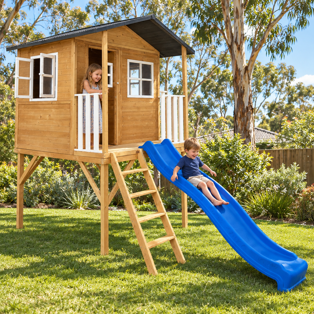 Lifespan Kids Burleigh Elevated Cubby House with 2.2m Slide