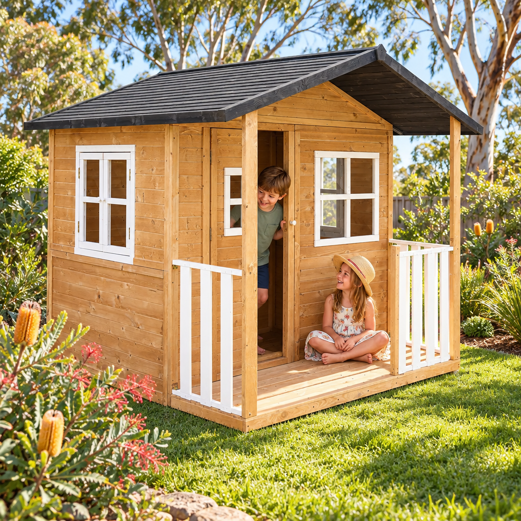 Burleigh Wooden Kids Cubby House with Verandah