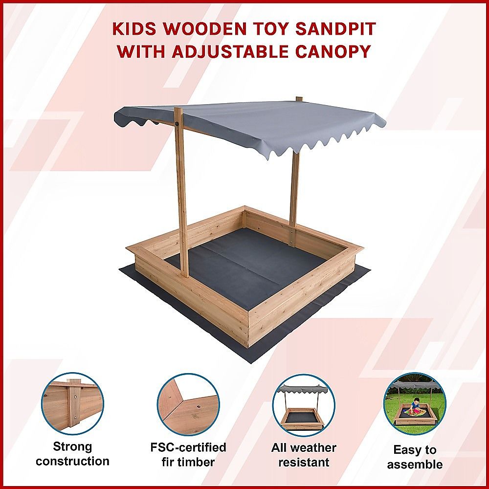 - Kids Wooden Toy Sandpit with Adjustable Canopy Baby Stork Baby &amp; Kids > Baby &amp; Kid's Toys > Activity Toys