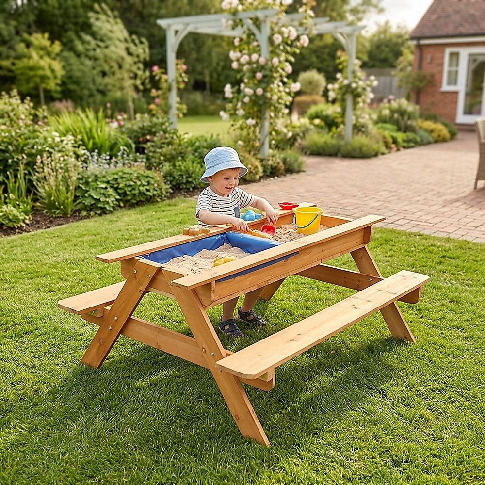 - Sand & Water Wooden Picnic Table – FSC Certified Timber Keezi Baby & Kids > Baby & Kid's Toys > Activity Toys