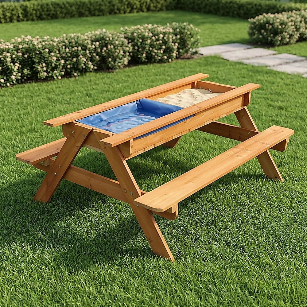 - Sand & Water Wooden Picnic Table – FSC Certified Timber Keezi Baby & Kids > Baby & Kid's Toys > Activity Toys