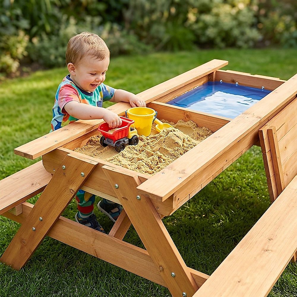 - Sand & Water Wooden Picnic Table – FSC Certified Timber Keezi Baby & Kids > Baby & Kid's Toys > Activity Toys