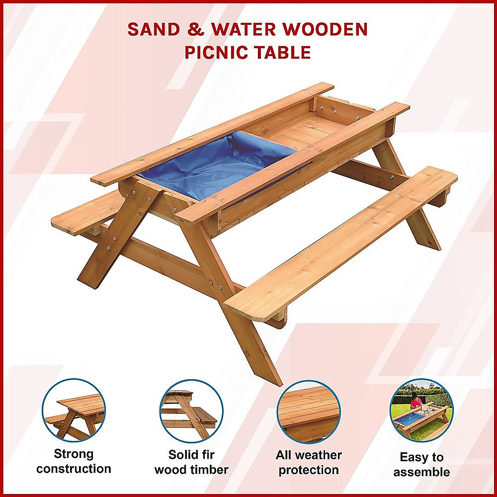 - Sand & Water Wooden Picnic Table – FSC Certified Timber Keezi Baby & Kids > Baby & Kid's Toys > Activity Toys