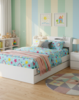 - Single Bed Frame with Storage Drawers, USB Charging Ports & Bedside Table | White Baby Stork Furniture > Bedroom > Beds & Bed Frames