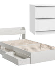 - Single Bed Frame with Storage Drawers, USB Charging Ports & Bedside Table | White Baby Stork Furniture > Bedroom > Beds & Bed Frames