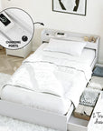 - Single Bed Frame with Storage Drawers, USB Charging Ports & Bedside Table | White Baby Stork Furniture > Bedroom > Beds & Bed Frames