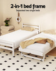 - Single Bed Frame with Pull-Out Trundle – White Solid Pine Baby Stork Furniture > Bedroom > Beds & Bed Frames