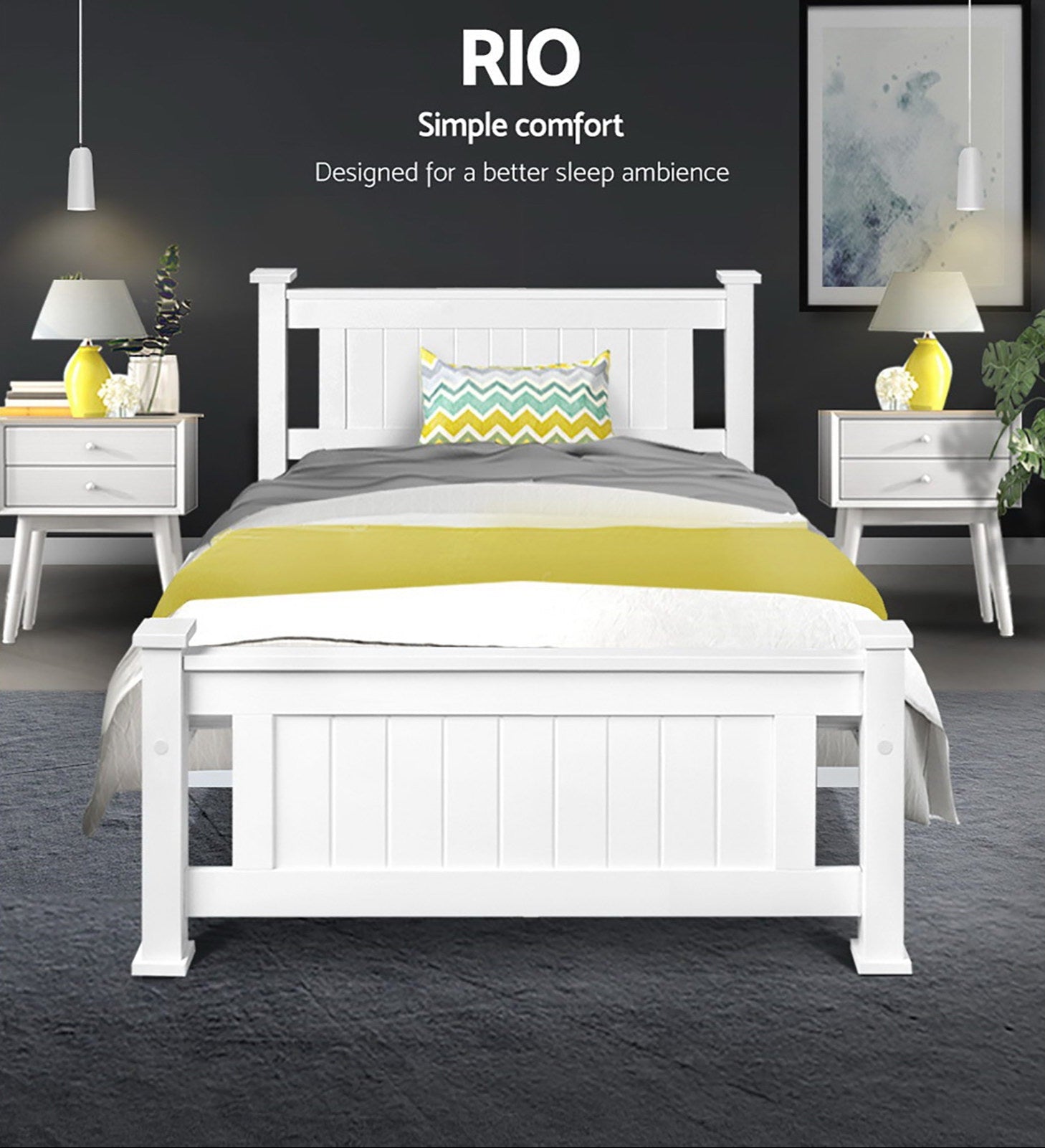 - Single Size Classic Wooden Bed Frame – White Baby Stork Furniture > Bedroom > Beds & Bed Frames