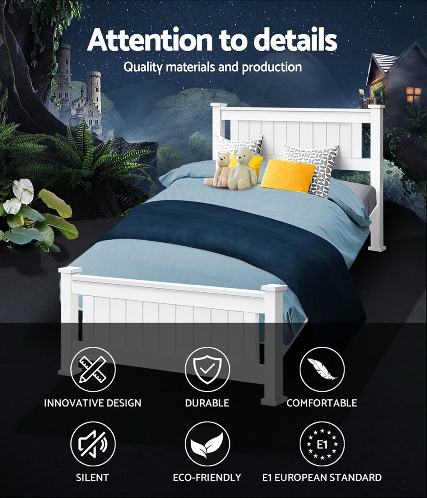 - Single Size Classic Wooden Bed Frame – White Baby Stork Furniture > Bedroom > Beds & Bed Frames