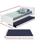 - King Single Wooden Trundle Bed – White Baby Stork Furniture > Bedroom > Beds & Bed Frames