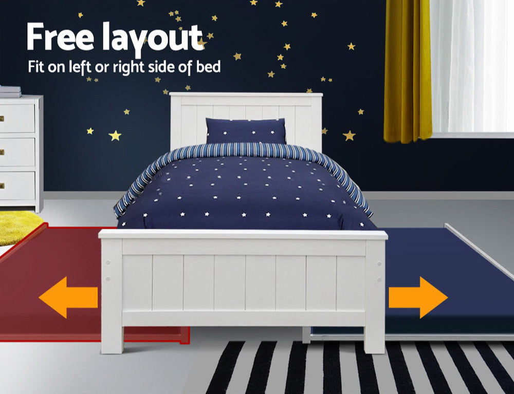 - King Single Wooden Trundle Bed – White Baby Stork Furniture > Bedroom > Beds & Bed Frames