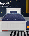 - King Single Wooden Trundle Bed – White Baby Stork Furniture > Bedroom > Beds & Bed Frames