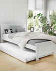 - King Single Wooden Trundle Bed – White Baby Stork Furniture > Bedroom > Beds & Bed Frames