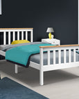 - Timeless Single Bed Frame – White & Natural Solid Pine Baby Stork Furniture > Bedroom > Beds & Bed Frames