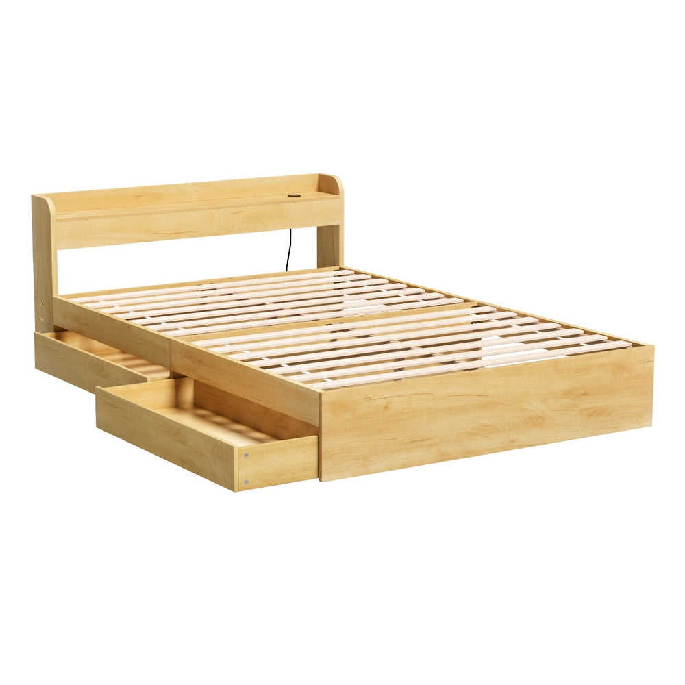- Double Bed Frame with Storage Drawers &amp; USB Charging Artiss Furniture > Bedroom > Beds &amp; Bed Frames