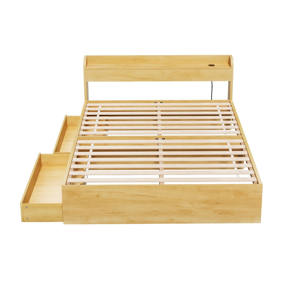 - Double Bed Frame with Storage Drawers &amp; USB Charging Artiss Furniture > Bedroom > Beds &amp; Bed Frames