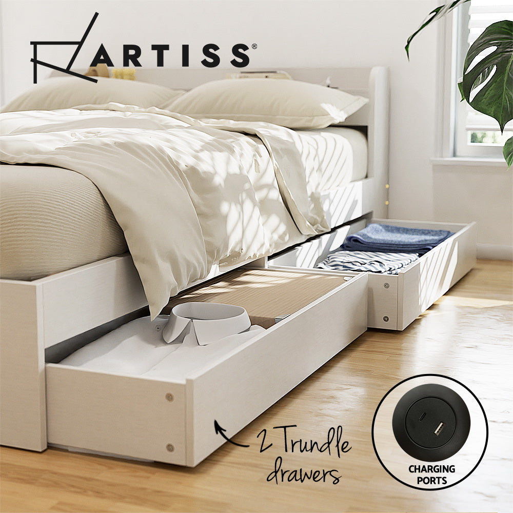 - Single Bed Frame with Storage Drawers & USB Charging Ports – White Baby Stork Furniture > Bedroom > Beds & Bed Frames