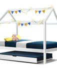 - Bed Frame Wooden Trundle Daybed Kids House Frame - White HOLY Artiss Baby & Kids > Kid's Furniture > Kid's Beds & Bed Frames