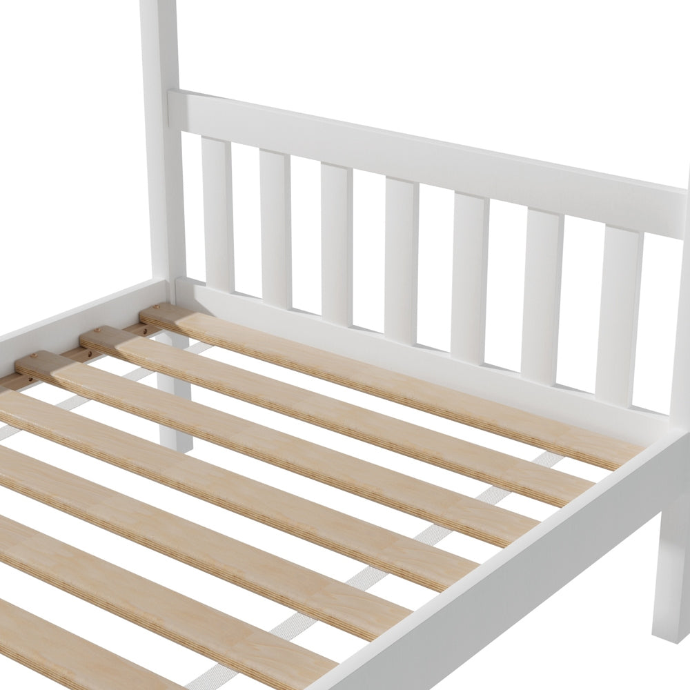 - Montessori-Inspired Single House Bed Frame – Solid Pine, White Baby Stork Furniture > Bedroom > Beds & Bed Frames