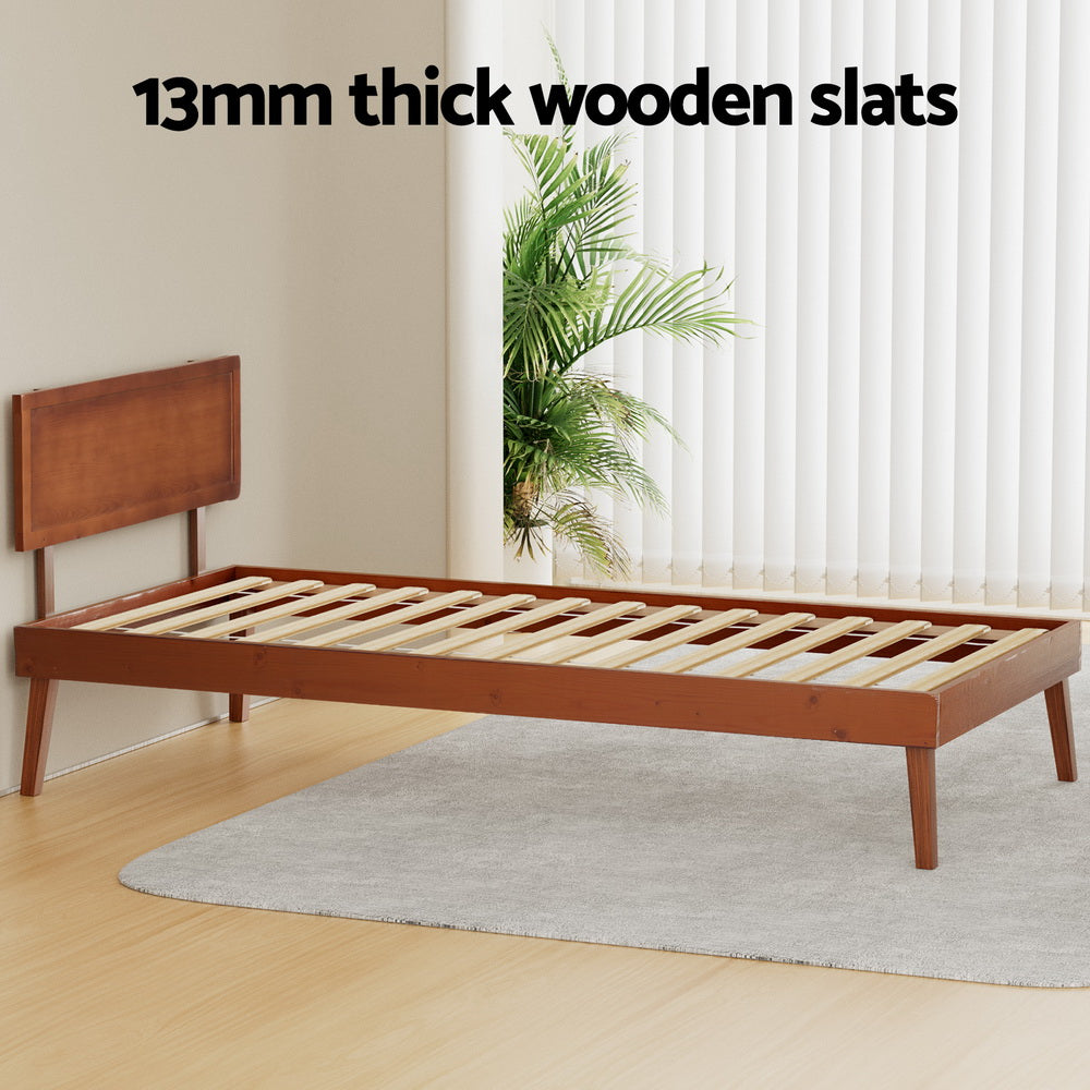 - Modern Single Bed Frame – Walnut Solid Pine Baby Stork Furniture > Bedroom > Beds & Bed Frames