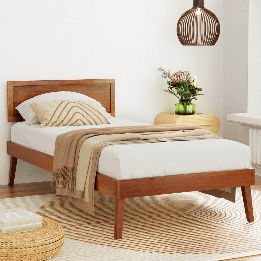 - Modern Single Bed Frame – Walnut Solid Pine Baby Stork Furniture > Bedroom > Beds & Bed Frames