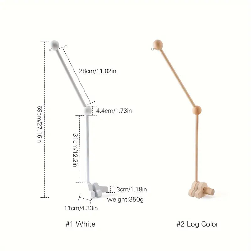 - Wooden Cot Arm - Wood Cloud Design Baby Stork Baby Mobile