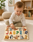 - Personalised Wooden Name Puzzle Board | Animal-Themed Montessori Learning Toy Baby Stork