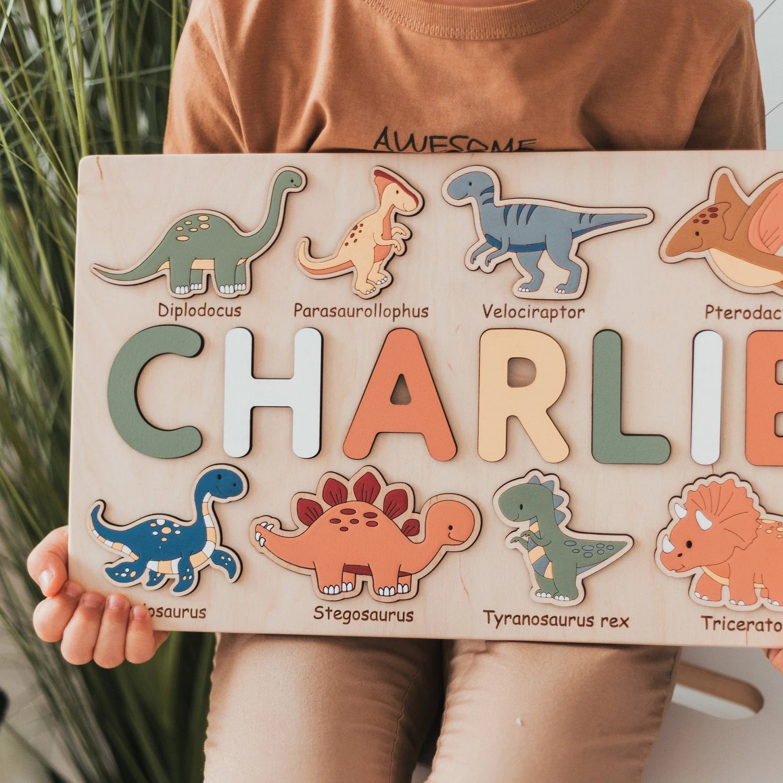 Personalised Dinosaur Name Puzzle Custom Wooden Name Puzzle For Kids personalised-dinosaur-name-puzzle-custom-wooden-name-puzzle-for-kids