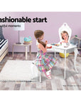 - Princess Dreams Kids Vanity Set with Heart-Shaped Mirror and Stool Keezi Baby & Kids > Kid's Furniture